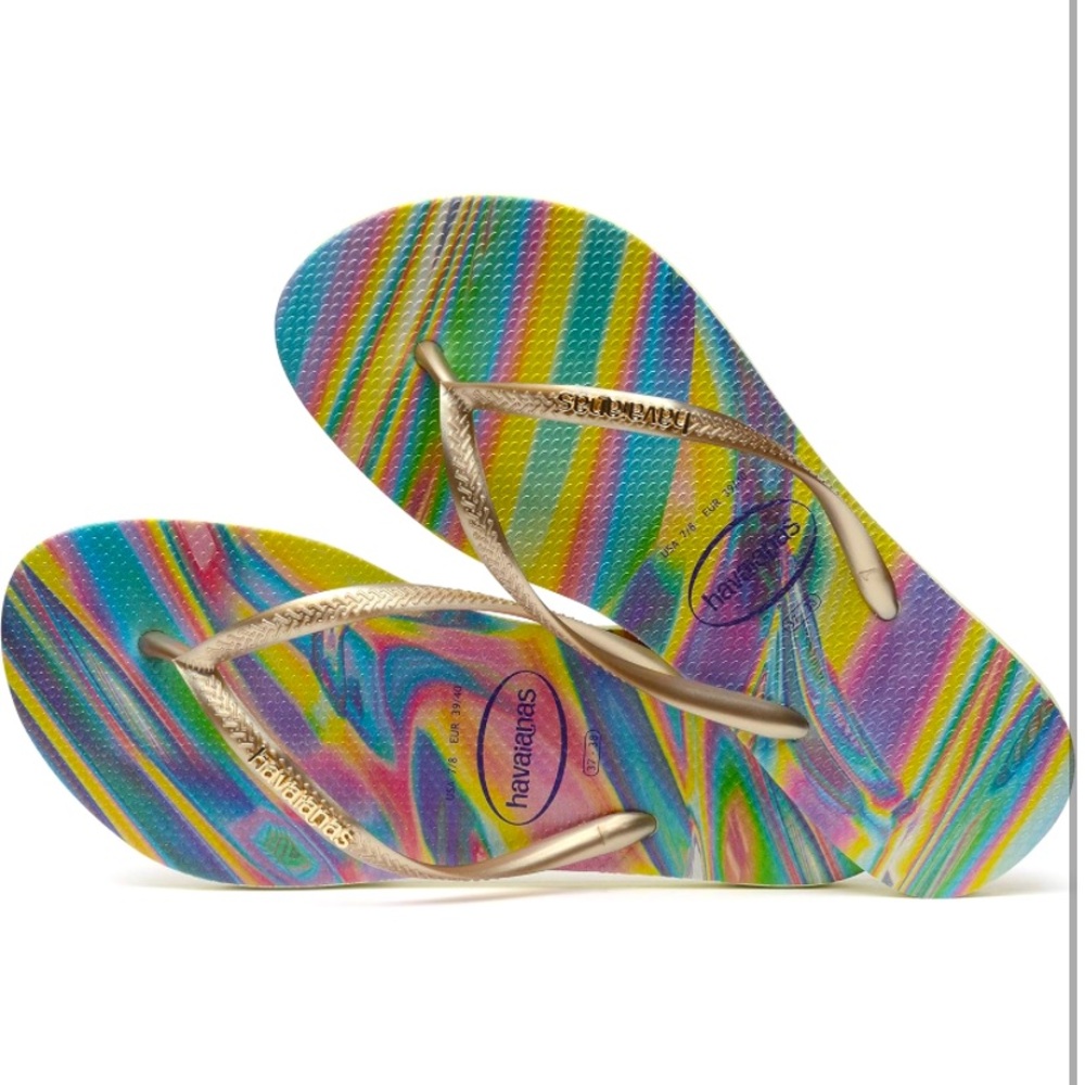 Havaianas Slim Iridescent Flip Flop Sandal Lime Green